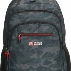Korting 😉 Enrico Benetti CAMOUFLAGE Zwart Rugtas School Tas Rugzak Large 17" Inch Laptop 😍