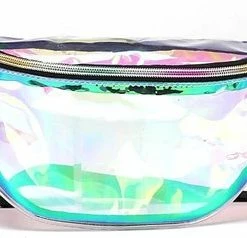 Nieuw 😀 Merkloos Heuptas Holografisch - Fanny Pack - Buideltasje - Heuptasje Dames - Festival Tasje - Kunststof - 30 X 15 Cm - Transparant - Groen 😍