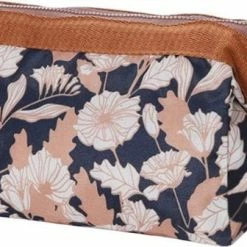 Kopen 🤩 Fako Fashion® - Make-up Tasje - Kleine Make-up Tas - Etui - 18x9x13cm - Bloemen Donkerblauw 🛒