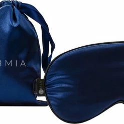 Gloednieuw 🎉 SIMIA™ Premium Zijden Slaapmasker + Opbergzakje - 100% Verduisterend Oogmasker - Verstelbaar - Blinddoek - Zijdezacht - Anti-Rimpel - Cadeau Tip - Marine Blauw 💯
