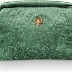 Hete verkoop 😀 Pip Studio Kleine Toilettas Quilty Days - Vierkant - Groen - Fluweel 💯