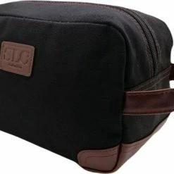 Top 10 😉 SLC Collection - Toilettas – Zwart – Canvas – Leer – Heren - Dames – Organizer – Travel Bag 🎉