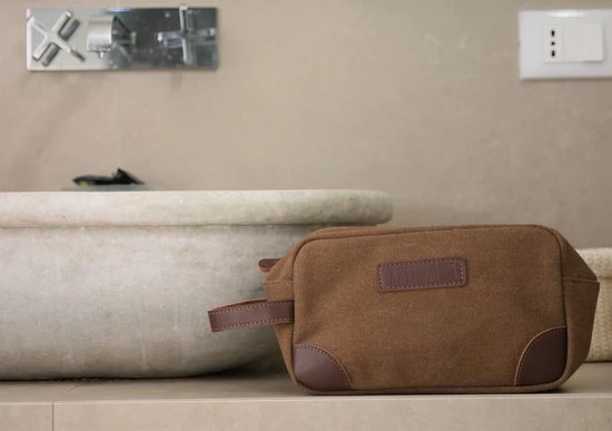 Coupon 🌟 Yakfield - Toilettas - Kado Man - Heren - Canvas - Vintage Coffee - Bruin - 25x14x10 Cm - Binnenvak Met Rits 👍 10 Coupon 🌟 Yakfield - Toilettas - Kado Man - Heren - Canvas - Vintage Coffee - Bruin - 25x14x10 Cm - Binnenvak Met Rits 👍 - Afbeelding 8