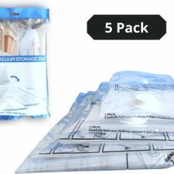 Goedkoop 🎁 Merkloos 5 Pack Vacuümzakken Voor Kleding En Dekbedden - Verschillende Maten - 2x Small - 2x Medium - 1x Large - 5 Stuks - Herbruikbare Opbergzakken - Transparant - Vacumeerzakken Textiel 💯