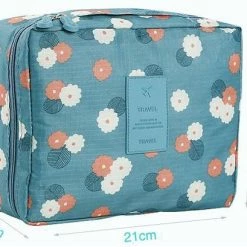 Beste deal ✔️ AA Commerce Travel Toiletbag - Reis Toilet Bag Make Up Organizer - Cosmetica Etui Tasje - Bloemen Patroon - Blauw 🔥 -Reisbagage-Reisaccessoires Winkel 550x409 2