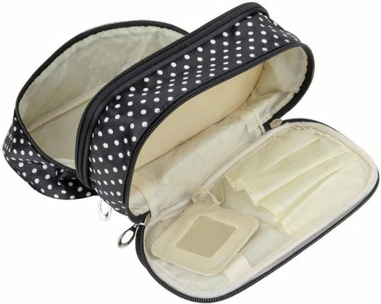 Nieuw π AA Commerce Polka Dot Make Up Tasje Met Spiegel - Opberg Etui / Cosmetica Organizer Reis Tas Case - Zwart 𧨠4 Nieuw π AA Commerce Polka Dot Make Up Tasje Met Spiegel - Opberg Etui / Cosmetica Organizer Reis Tas Case - Zwart 𧨠- Afbeelding 2