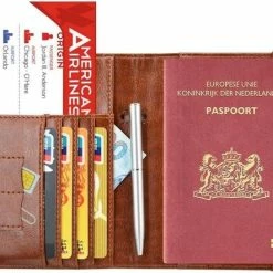 Goedkoopste 🧨 Merkloos Luxe Style RFID Paspoort Hoesje Anti Skim / Paspoorthouder Cognac Bruin 🧨