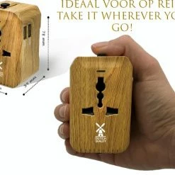 Hete verkoop 🥰 Dutch Quality® - Universele Wereldstekker Met 2 USB Poorten - 170+ Landen - Hout Look 🎁 -Reisbagage-Reisaccessoires Winkel 550x444