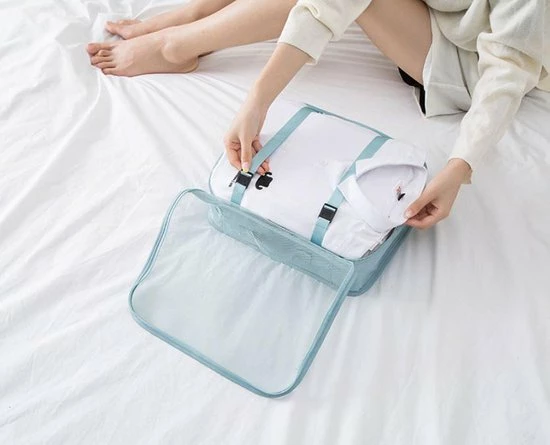 Goedkoopste 👏 QY Packing Cubes Set Koffer Of Tas Organizer Inpak Zakken - Lichtblauw Deluxe 💯 6 Goedkoopste 👏 QY Packing Cubes Set Koffer Of Tas Organizer Inpak Zakken - Lichtblauw Deluxe 💯 - Afbeelding 4