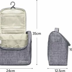 Gloednieuw 😀 TravelTime® Toilettas - Compacte Organizer - Waterdicht - Ophanghaak - Voor Mannen En Vrouwen - Grijs 👍 -Reisbagage-Reisaccessoires Winkel 550x452 1