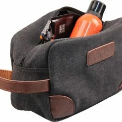 Top 10 🤩 Yakfield - Toilettas - Kado Man - Heren - Vintage Black - Canvas - Zwart - Grijs- Extra Binnenvak - 25x14x10 Cm 🔔