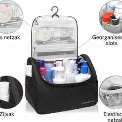 Beste deal 🥰 TravelTime® Toilettas - Compacte Organizer - Waterdicht - Ophanghaak - Voor Mannen En Vrouwen - Zwart ⌛ -Reisbagage-Reisaccessoires Winkel 550x469 2