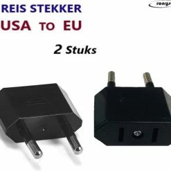 Promo 💯 Ronyse Reisstekker Van VS/USA Naar EU Reisstekker - 2 Stuks - Reis Adapter - Zwart -Travel Adapter - America Stekker - America Adapter - Verloop Adapter 🎁