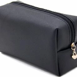 Goedkoopste ✔️ Fashion Favorite Make-Up / Toilettas - Zwart | PU Leder | 17 X 10 X 8 Cm | Waterproof 🧨