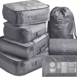 Korting 👏 Travelistic Packing Cubes Set 7-delig - Organizer Voor Koffer En 🎒 Backpack - Grijs 🤩