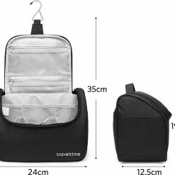 Beste deal 🥰 TravelTime® Toilettas - Compacte Organizer - Waterdicht - Ophanghaak - Voor Mannen En Vrouwen - Zwart ⌛ -Reisbagage-Reisaccessoires Winkel 550x494 2