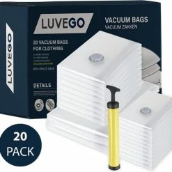 Beste deal 😍 Luvego Vacuümzakken Voor Kleding En Dekbedden - 20 Vacuüm Opbergzakken Inclusief Handpomp ⌛