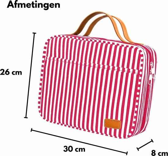 Beste Pirce 🎁 Pazzo Goods - Toilettas Met Haak - XXL - Reis Toilettas - Toilettas Dames - Gestreept - Rood Wit ⭐ 6 Beste Pirce 🎁 Pazzo Goods - Toilettas Met Haak - XXL - Reis Toilettas - Toilettas Dames - Gestreept - Rood Wit ⭐ - Afbeelding 4