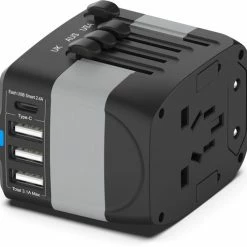 Gloednieuw 👏 Ar202 Universele Wereldstekker Met 4 USB-C En USB Poorten - Internationale Reisstekker Voor 150+ Landen - EU - Engeland (UK) - Amerika (USA) - Australië - Azië - Zuid Amerika - Reis Adapter - Wereld Stekker - Oplader – Zwart 👍 -Reisbagage-Reisaccessoires Winkel 550x511 4