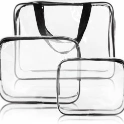Beste deal 😀 YONO Reis Doorzichtige Toilettas Set Voor Toiletartikelen – Transparante Travel Organizer Bag 3-Pack 🥰