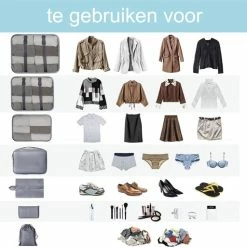 Groothandel 😉 TRAVEL Packing Cubes Set 8-delig - Organizer Voor Koffer En 🎒 Backpack - Grijs 🧨 -Reisbagage-Reisaccessoires Winkel 550x512 3