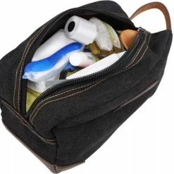 Top 10 😉 SLC Collection - Toilettas – Zwart – Canvas – Leer – Heren - Dames – Organizer – Travel Bag 🎉 -Reisbagage-Reisaccessoires Winkel 550x513 8