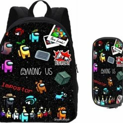 Uitgang 🤩 Roblox Among Us Tas- Rugzak - Rugtas - Etui - Schooltas - 18 Liter - 3 Vakken 🌟