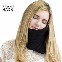 Gloednieuw 🧨 Framehack Zacht Travel Pillow Reiskussen - Neksteun Nek Support - Nekkussen - Inclusief 3D Slaapmasker & Oordopjes – Zwart 😉