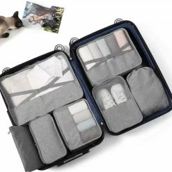 Korting 👏 Travelistic Packing Cubes Set 7-delig - Organizer Voor Koffer En 🎒 Backpack - Grijs 🤩 -Reisbagage-Reisaccessoires Winkel 550x524