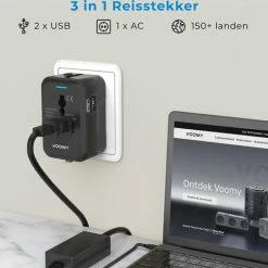 Nieuw ✨ Voomy Reisstekker Wereld - 150+ Landen - 2 USB Poorten - Wereldstekker - Zwart ⭐ 19 Nieuw ✨ Voomy Reisstekker Wereld - 150+ Landen - 2 USB Poorten - Wereldstekker - Zwart ⭐ -Reisbagage-Reisaccessoires Winkel 550x525 4