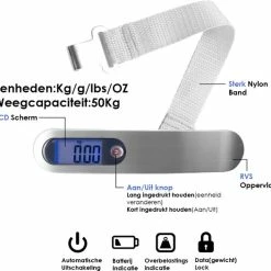 Hete verkoop 🧨 Qosnobo - Digitale Bagageweger - Kofferweegschaal - Bagage Weegschaal Tot 50 Kg - Kofferweger - Hangweegschaal - Reizen - Travel - Luggage - Scale - Vakantie - RVS - Inclusief Batterij - Inclusief Opberghoes - Black Friday 2022 🌟 -Reisbagage-Reisaccessoires Winkel 550x526 3
