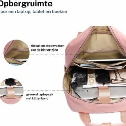 Uitgang ❤️ ZILOU® Rugzak - 20-35 Liter - 15,6" Laptopvak - Anti-Diefstal - Roze ⌛ -Reisbagage-Reisaccessoires Winkel 550x527 12