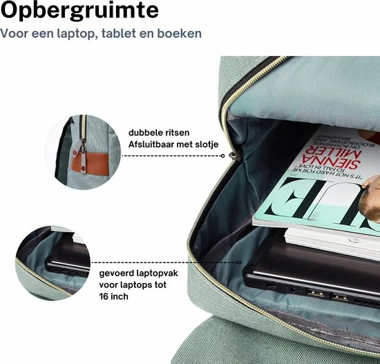 Promo ๐ฅ ZILOU® Rugtas - Rugzak - 20-35 Liter - 16" Laptopvak - School - Werk - Reizen - Groen ๐งจ 5 Promo ๐ฅ ZILOU® Rugtas - Rugzak - 20-35 Liter - 16" Laptopvak - School - Werk - Reizen - Groen ๐งจ - Afbeelding 3