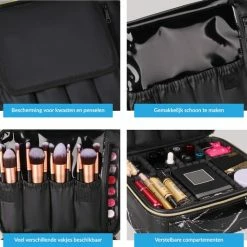 Aanbiedingen 🌟 YONO Beautycase Marmer Design - Make Up Koffer Dames – Makeup Organizer – Tas Voor Cosmetica – Reis Toilettas – Zwart 🎉 -Reisbagage-Reisaccessoires Winkel 550x532 13