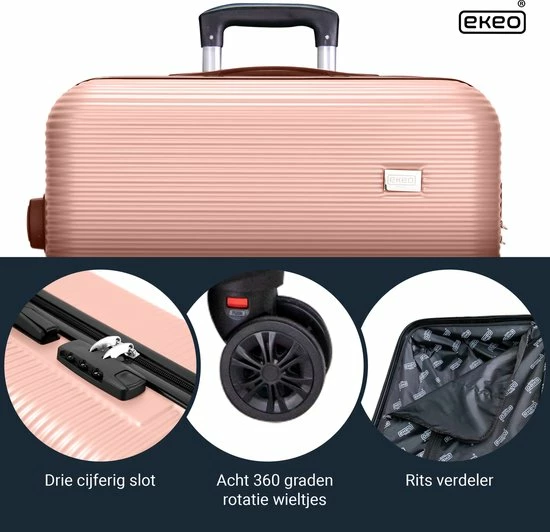 Top 10 π DION3 π Handbagage Koffer Duo 2 Delige Kofferset - Reiskoffer - TSA Slot- Anti-diefstal - Roze π 6 Top 10 π DION3 π Handbagage Koffer Duo 2 Delige Kofferset - Reiskoffer - TSA Slot- Anti-diefstal - Roze π - Afbeelding 4