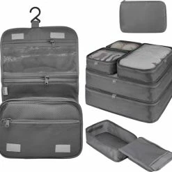 Beste recensies van ⭐ Basila® Packing Cubes - 8 Delig - Koffer Organizer - Toilettas Met Haak - Kleding Organizer - Grijs 🌟