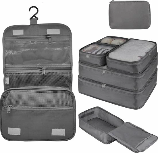 Beste recensies van β Basila® Packing Cubes - 8 Delig - Koffer Organizer - Toilettas Met Haak - Kleding Organizer - Grijs π 3 Beste recensies van β Basila® Packing Cubes - 8 Delig - Koffer Organizer - Toilettas Met Haak - Kleding Organizer - Grijs π