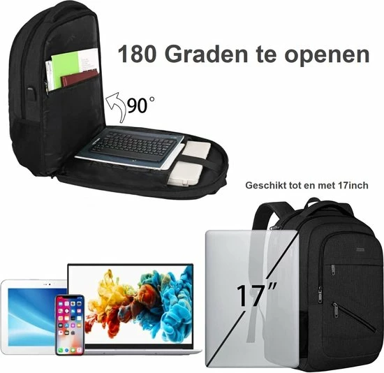 Promo π Anti Diefstal Waterdichte Rugzak Inclusief Usb Oplaadstation - Laptop Tas T/m 17 Inch - Voor Dames En Heren - Schooltas - Zwart Van Zedar π€© 4 Promo π Anti Diefstal Waterdichte Rugzak Inclusief Usb Oplaadstation - Laptop Tas T/m 17 Inch - Voor Dames En Heren - Schooltas - Zwart Van Zedar π€© - Afbeelding 2