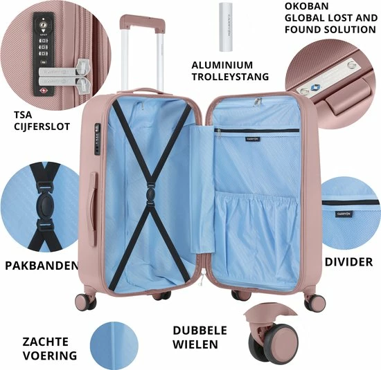 Flash-uitverkoop ๐ฅฐ CarryOn Skyhopper ๐ Handbagage Koffer 55cm – TSA Trolley - Old Pink ๐ 5 Flash-uitverkoop ๐ฅฐ CarryOn Skyhopper ๐ Handbagage Koffer 55cm – TSA Trolley - Old Pink ๐ - Afbeelding 3