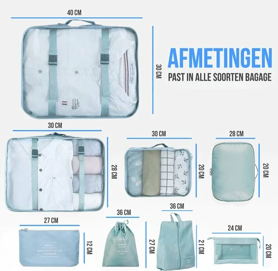Nieuw ✔️ AXHO Packing Cubes - 8 Delig - Bagage Organizers - Kleding Organizer - Koffer Organizer Set - Koffer Organizer Set - Compression Cube - Blauw ✔️ 11 Nieuw ✔️ AXHO Packing Cubes - 8 Delig - Bagage Organizers - Kleding Organizer - Koffer Organizer Set - Koffer Organizer Set - Compression Cube - Blauw ✔️ - Afbeelding 9