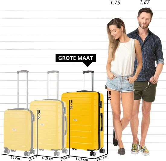 Kopen π TravelZ Big Bars Reiskoffer 78 Cm Met Dubbele Wielen - Trolley Koffer Met TSA-slot - Geel β 5 Kopen π TravelZ Big Bars Reiskoffer 78 Cm Met Dubbele Wielen - Trolley Koffer Met TSA-slot - Geel β - Afbeelding 3