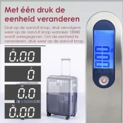 Hete verkoop 🧨 Qosnobo - Digitale Bagageweger - Kofferweegschaal - Bagage Weegschaal Tot 50 Kg - Kofferweger - Hangweegschaal - Reizen - Travel - Luggage - Scale - Vakantie - RVS - Inclusief Batterij - Inclusief Opberghoes - Black Friday 2022 🌟 -Reisbagage-Reisaccessoires Winkel 550x536 7