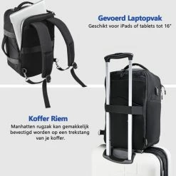 Gloednieuw 💯 Cabin Max CabinMax Manhatten XL – 👜 Handbagage 20L – Rugzak Met USB Poort– Schooltas - 40x20x25 Cm – Compact Reistas – Lichtgewicht – Grijs/Zwart ✔️ -Reisbagage-Reisaccessoires Winkel 550x538 8