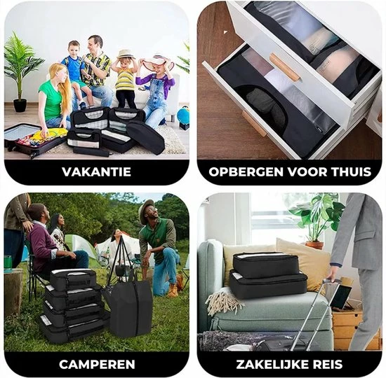 Nieuw 😉 Merkloos Packing Cubes Set 7-delig - Organizer Voor Koffer En 🎒 Backpack - Zwart 🔥 10 Nieuw 😉 Merkloos Packing Cubes Set 7-delig - Organizer Voor Koffer En 🎒 Backpack - Zwart 🔥 - Afbeelding 8