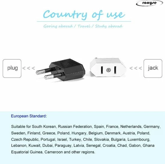 Promo 💯 Ronyse Reisstekker Van VS/USA Naar EU Reisstekker - 2 Stuks - Reis Adapter - Zwart -Travel Adapter - America Stekker - America Adapter - Verloop Adapter 🎁 7 Promo 💯 Ronyse Reisstekker Van VS/USA Naar EU Reisstekker - 2 Stuks - Reis Adapter - Zwart -Travel Adapter - America Stekker - America Adapter - Verloop Adapter 🎁 - Afbeelding 5