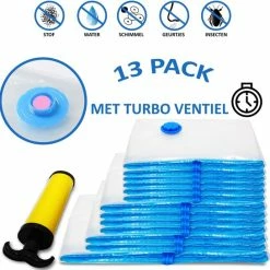 Beste Verkoop ✔️ VITAMO Complete Set Vacuümzakken Met Pomp - 4 Maten Opbergzakken - 13 Stuks 🌟