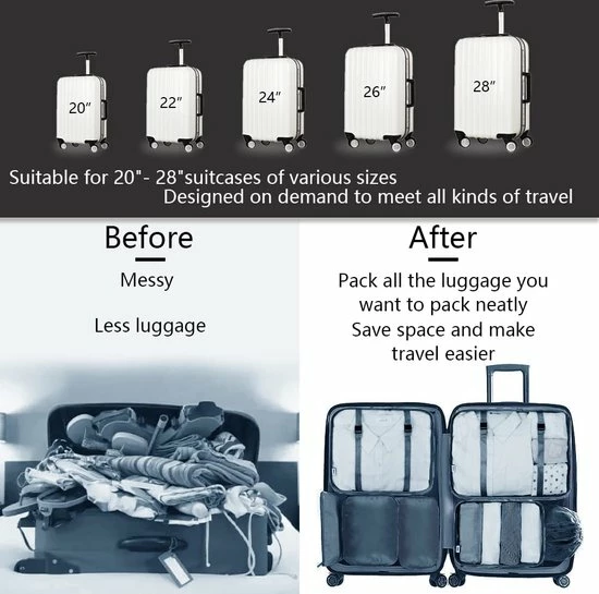 Beste deal 💯 BOTC Packing Cubes Set 9-Delig – Kleding Organizer Voor Koffers, Tassen En 🎒 Backpack Zwart ✔️ 9 Beste deal 💯 BOTC Packing Cubes Set 9-Delig – Kleding Organizer Voor Koffers, Tassen En 🎒 Backpack Zwart ✔️ - Afbeelding 7
