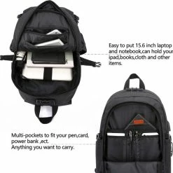 Korting 🎁 IGOODS Laptoprugzak - Reizen Anti-diefstal Zakelijke Rugzak - Tas Met USB-oplaadpoort - 14 T/m 15,6 Inch - Zwart 🔔 -Reisbagage-Reisaccessoires Winkel 550x546 5