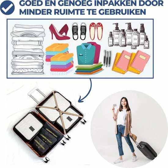 Nieuw 😉 Merkloos Packing Cubes Set 7-delig - Organizer Voor Koffer En 🎒 Backpack - Zwart 🔥 11 Nieuw 😉 Merkloos Packing Cubes Set 7-delig - Organizer Voor Koffer En 🎒 Backpack - Zwart 🔥 - Afbeelding 9