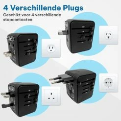 Begroting 🧨 TravelHawk Universele Wereldstekker Met USB-C En 3 USB Poorten - Reisstekker - Internationale Reisstekker Voor 150+ Landen - Amerika (USA) - Engeland (UK) - Australië - Azië - Zuid Amerika - Afrika - Wereldstekkers - Zwart 👍 -Reisbagage-Reisaccessoires Winkel 550x547 6